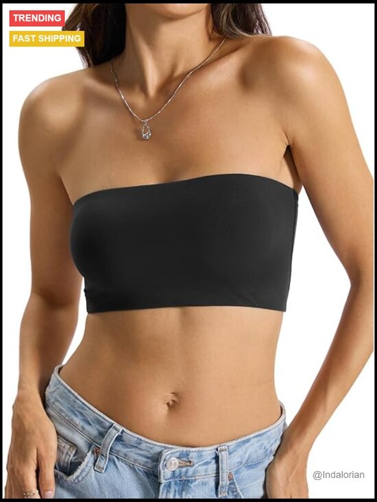 Tops - Double Lined Non-Padded Strapless Tube Top Crop Tank - Sexy Going Out